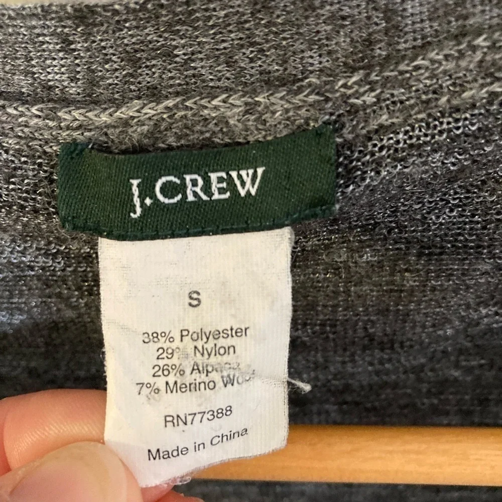 J crew gray ruffle cardigan poly/nylon/alpaca/merino wool blend Small